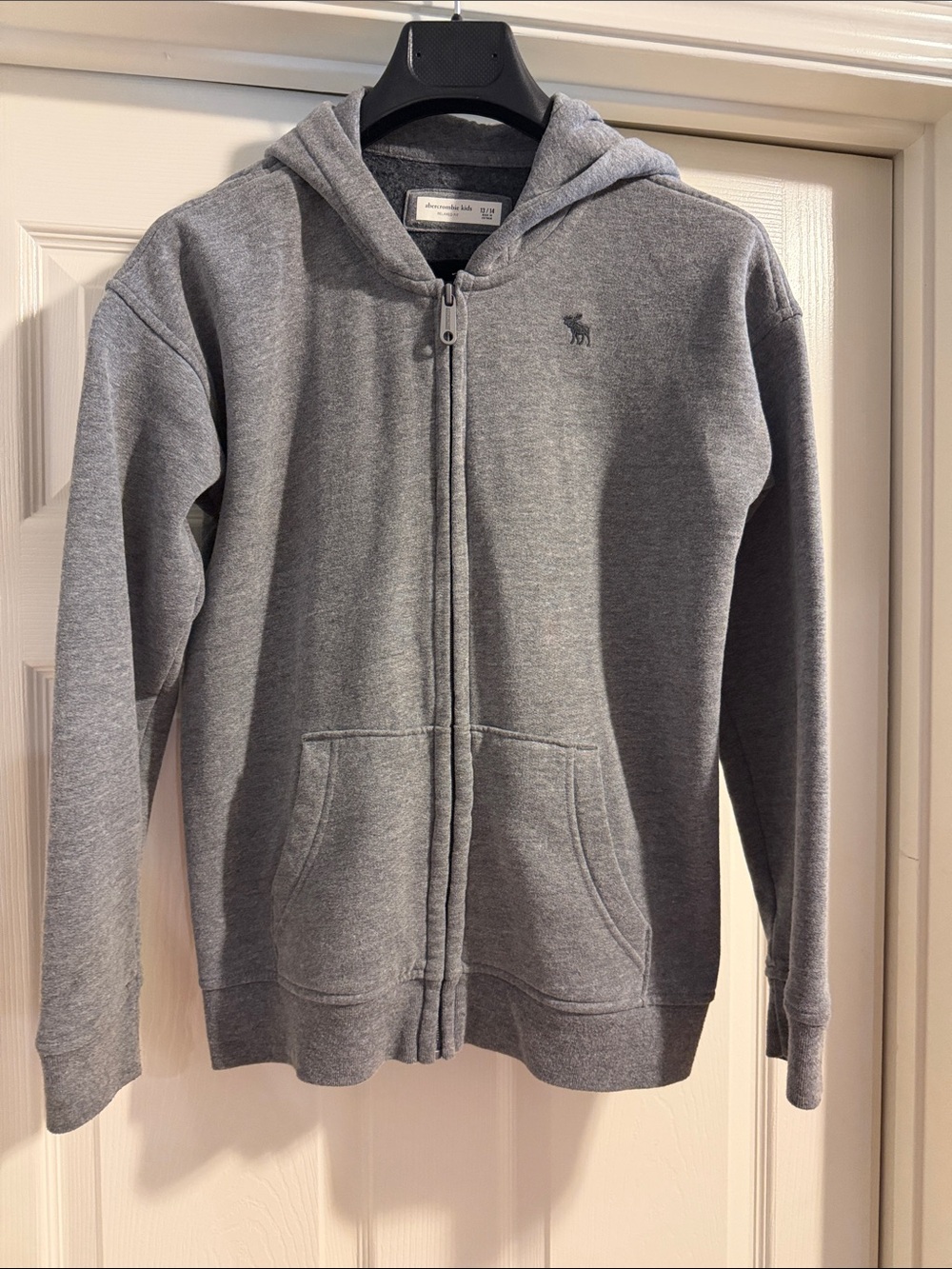 Abercrombie & Fitch Heather Gray Full-Zip Hooded Sweatshirt